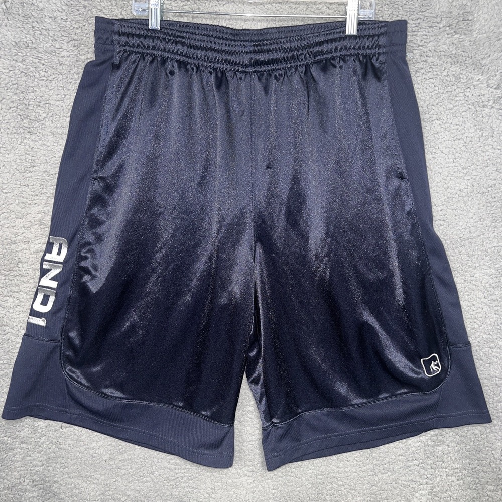 VTG AND1 Shorts Men's 2XL XXL Blue Embroidered Logo Gym Basketball Athletic